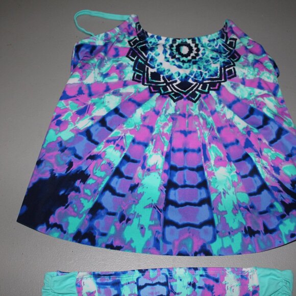 MUlti Color 2 Pcs Justice Tankinki Swimsuit Size 14 - Picture 2 of 10